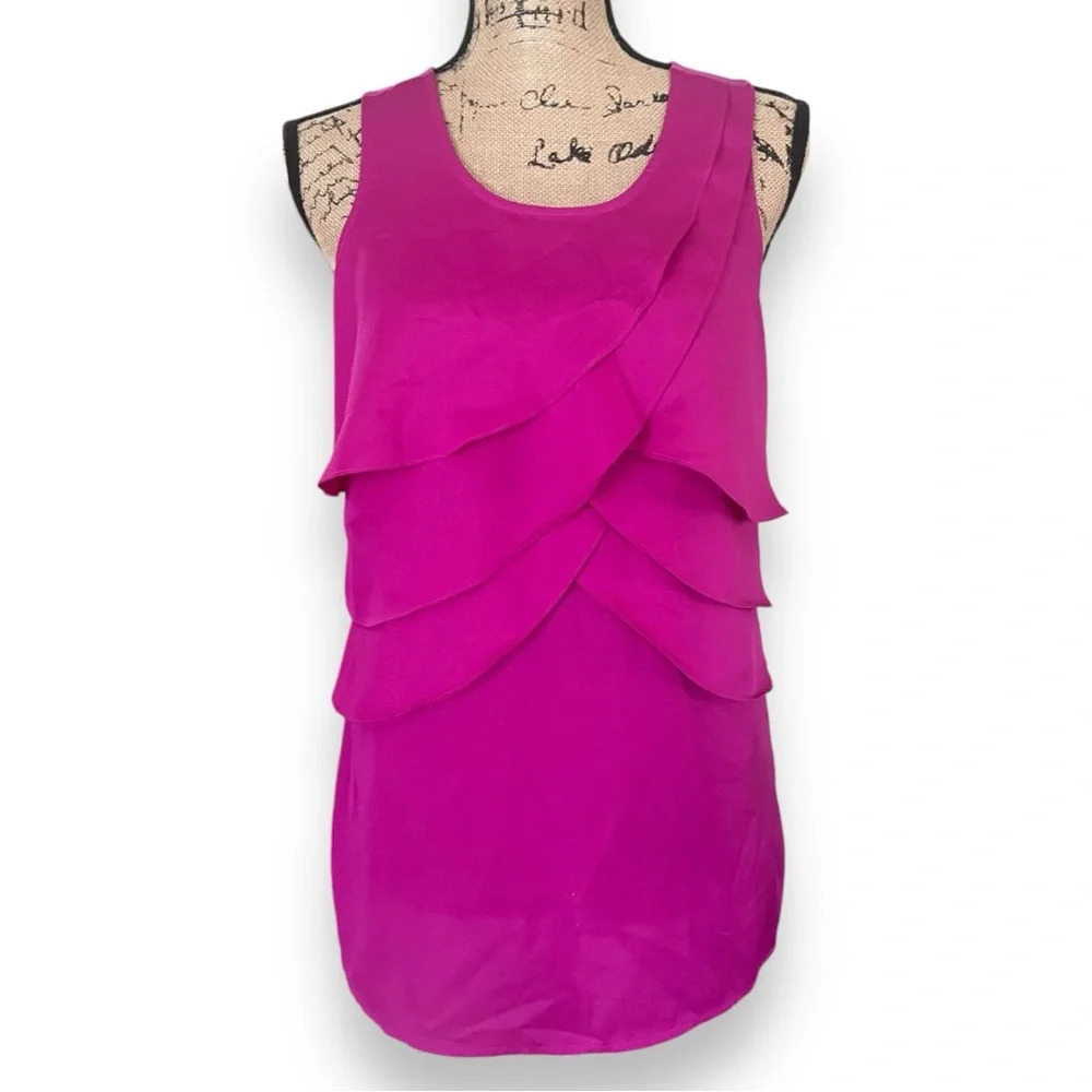 THE LIMITED Women's Fuchsia  Pink Sleeveless Top With Ruffles‎ Small | EUC